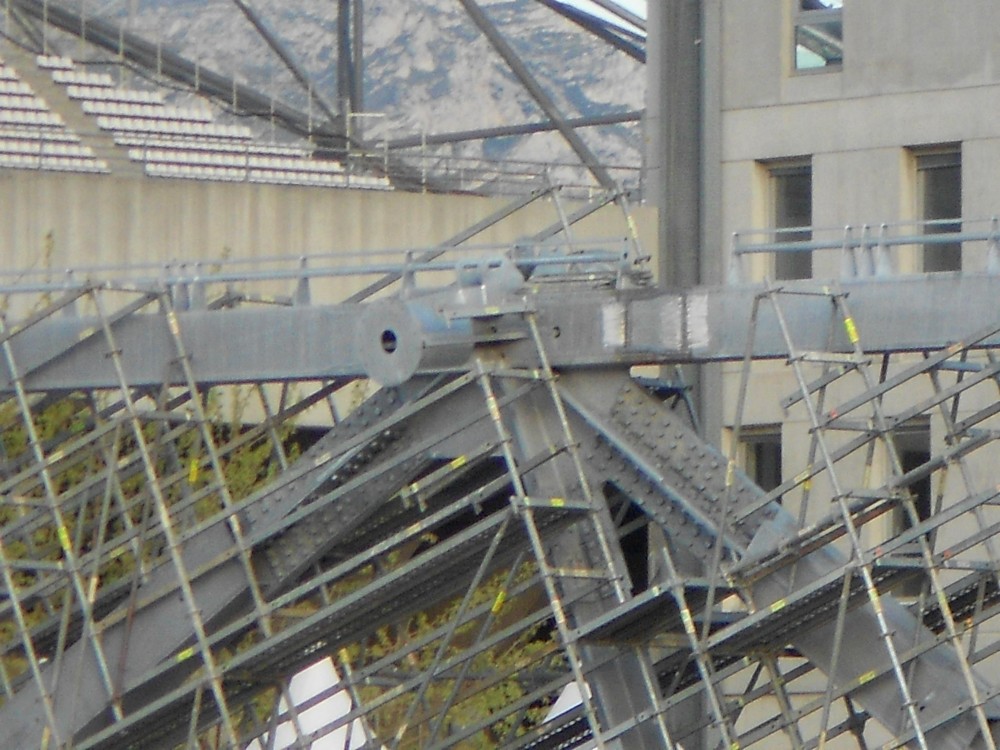 Vu du colis de Faille avec la zone de soudure et tout les éléments d’échafaudages.