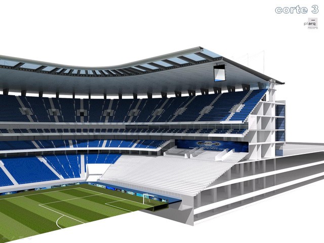 Jauge stade Gremio Arena. Vue en coupe