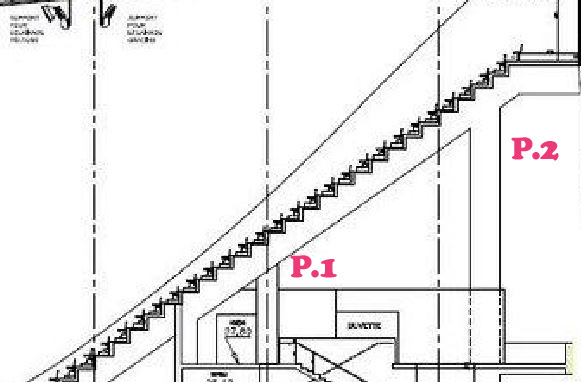Coupe au bloc escalier latéral, côte atteinte 37m soit niveau 6