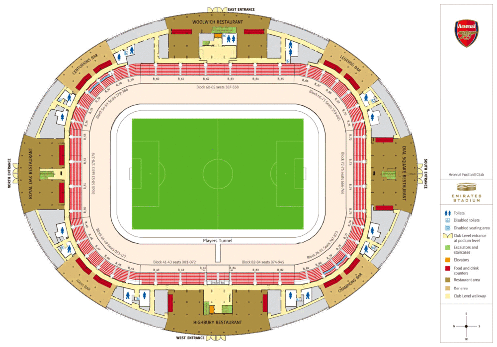 Арсенал стадион схема